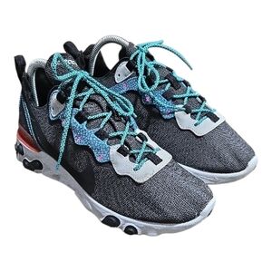 Nike Mens React Element 55 SE Anthracite Blue Fury Sneakers CD2153-001 Size 7